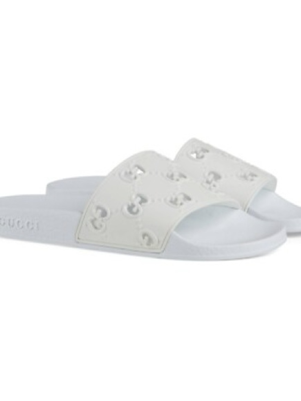 Gucci White Slide Sandals with Interlocking G Cutouts